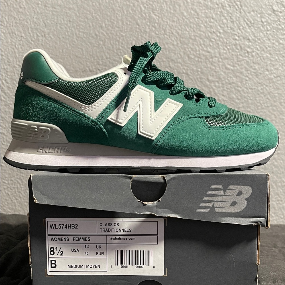 New Balance Classic Green and White Sneakers